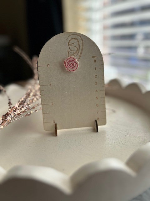 White & Pink Rose Stud Earrings | Small