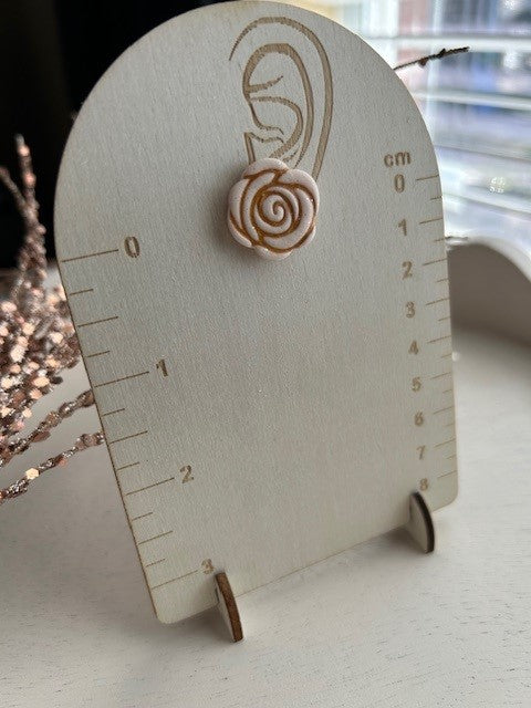 White & Gold Rose Stud Earrings | Small