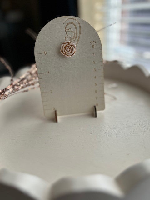 White & Gold Rose Stud Earrings | Small