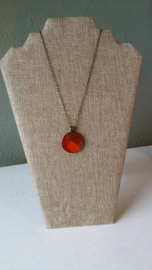 Lava Flow - Hand Painted Necklace Pendant with Chain