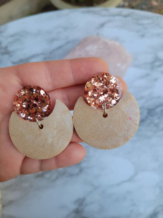 Rose Gold Round Earrings | Dangle