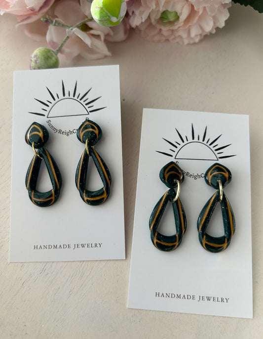 Teardrop Forest Green & Gold | Dangle Earrings