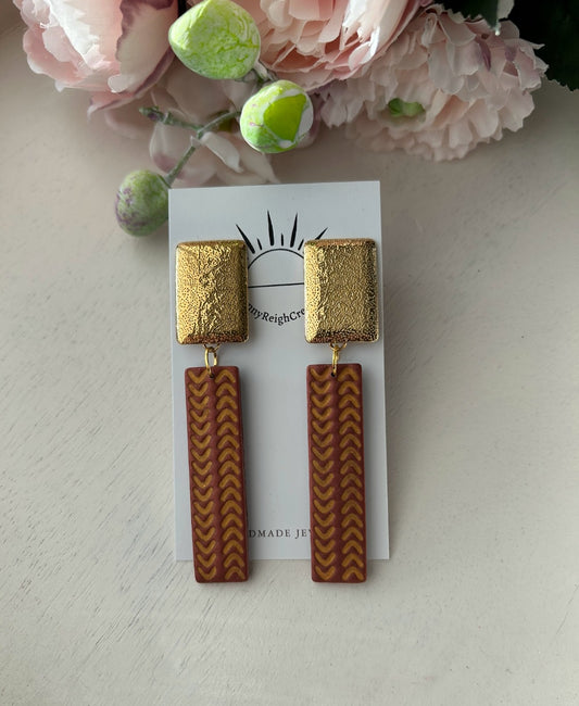 Chevron Silver or Gold Statement Earrings | Dangle