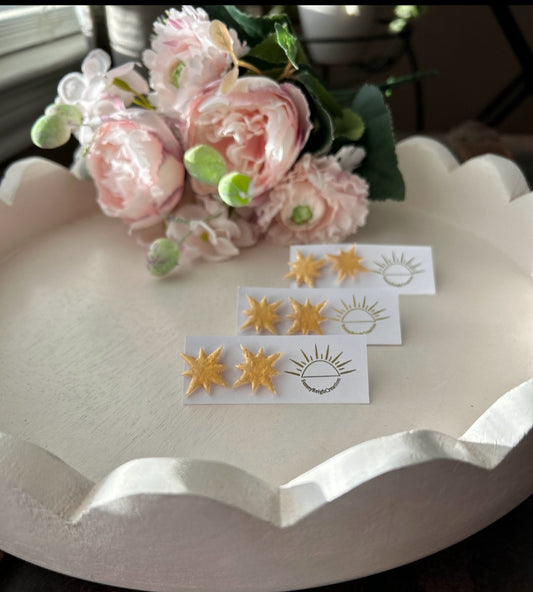Golden Starburst Stud Earrings | Stud