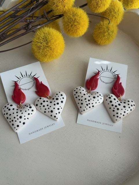 Spotted Flame Statement Earrings | Drop Earrings