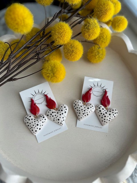 Spotted Flame Statement Earrings | Drop Earrings