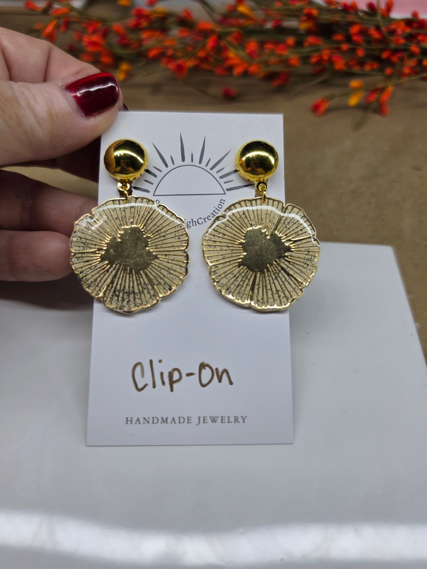Gold Floral | Clip-on Earrings