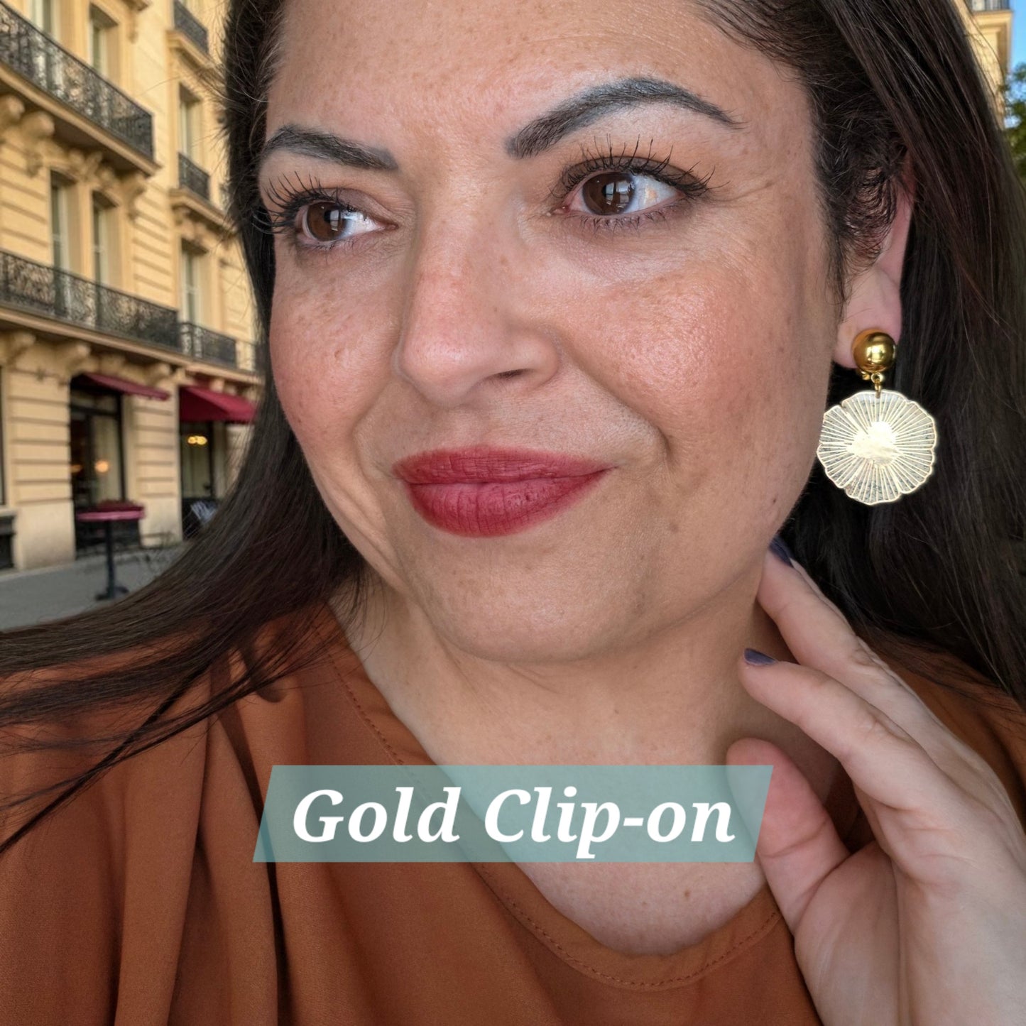 Gold Floral | Clip-on Earrings