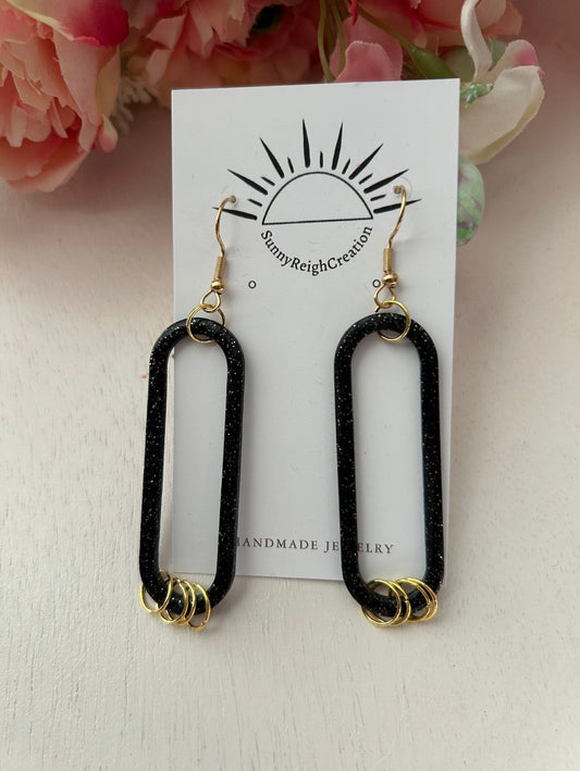 Chic Black Open Dangle Earrings